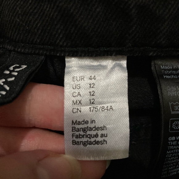 H&M, Ripped Wide High Jeans size 12, Charcoal Grey - Picture 4 of 5